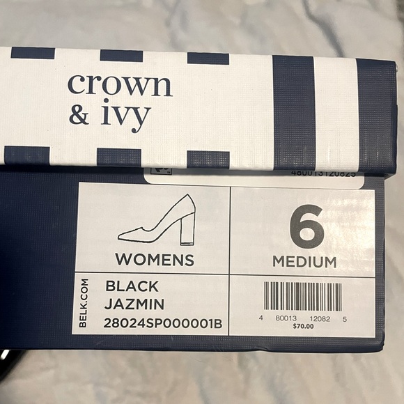 NWT Crown & Ivy Black Jazmin Heels - Picture 2 of 8